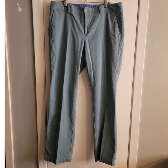 Dockers Women Chino Pants Size 14 Blue Green Stretch Cotton Casual Work Trousers - Picture 1 of 10
